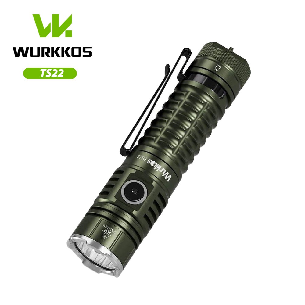 Wurkkos TS22 ไฟฉาย LED 21700 สีเขียว ชาร์จ USB C XHP70.2 4500LM IP68 พร้อมหางแม่เหล็ก และที่ชาร์จย้อ