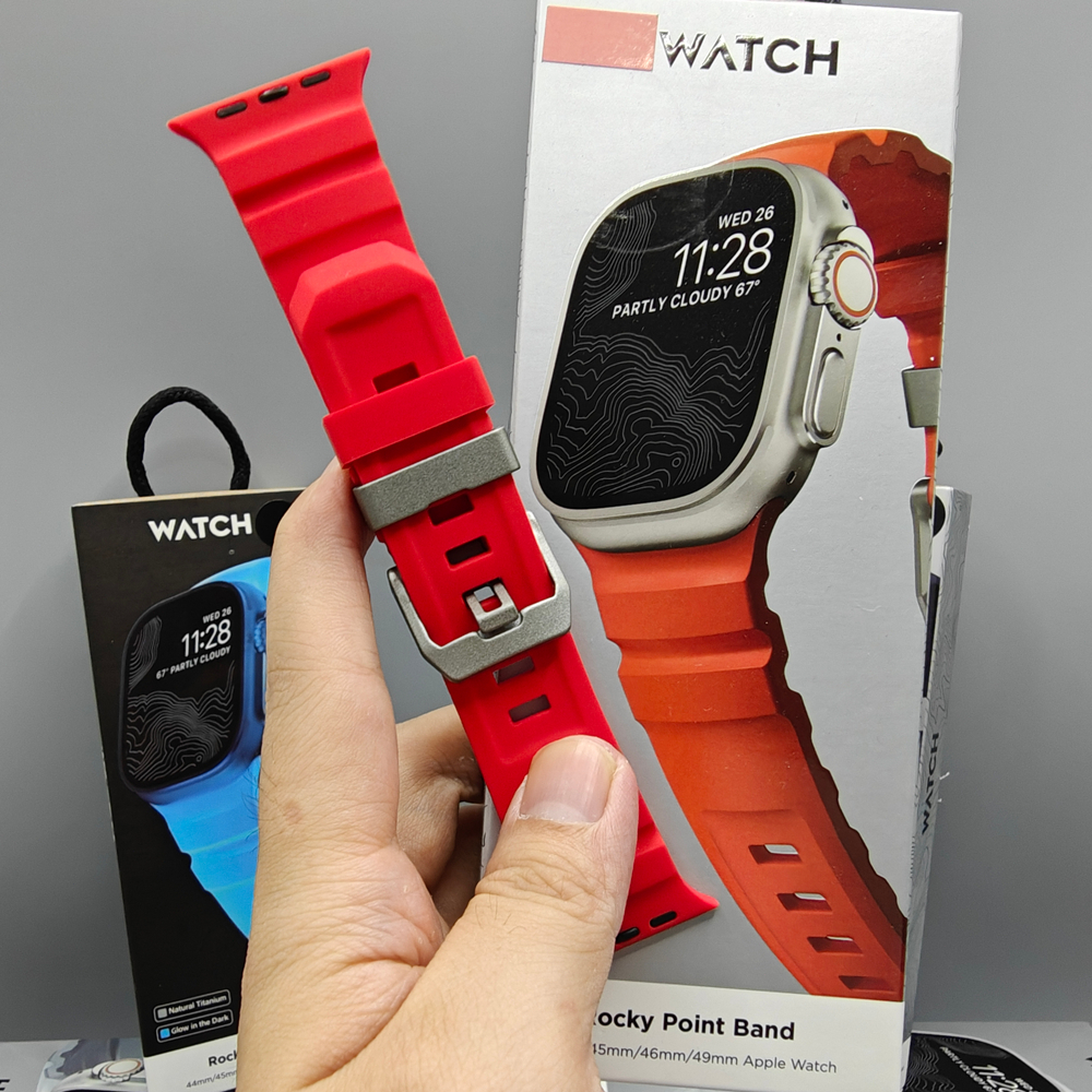 NOMAD สายซิลิโคนสําหรับ Apple Watch Ultra 2 10 9 8 7 6 SE 5 4 ไทเทเนียมสร้อยข้อมือโลหะสําหรับ iWatch