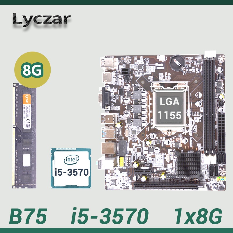 B75 Lyczar kit เมนบอร์ด (B75)+CPU(i5-3570)+Memory(8G DDR3 1600)