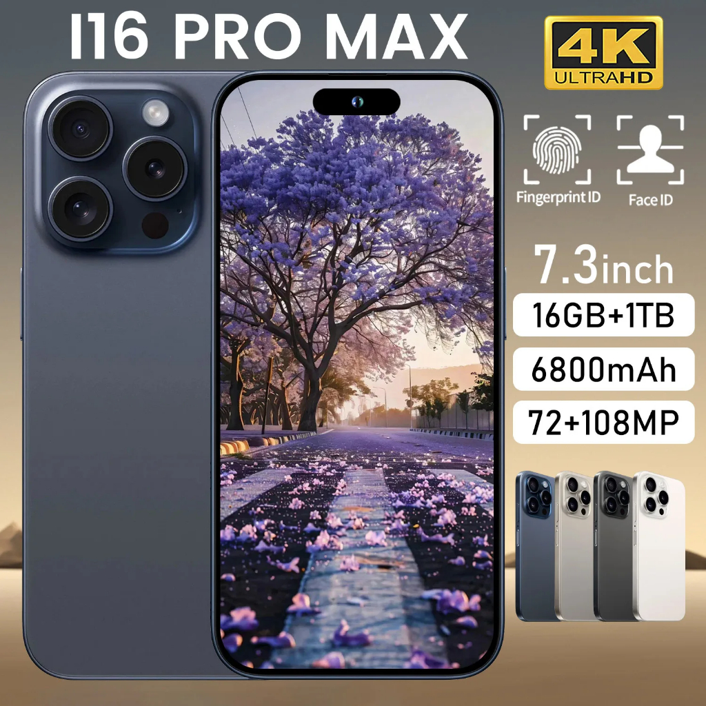 Global Version I16 Pro Max สมาร์ทโฟน 16GB+1TB สมาร์ทโฟน Android ขนาด 6.8 นิ้ว 7800mAh