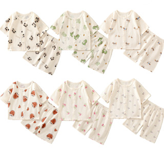 ฤดูร้อนเด็กชุดนอนชายหญิงแขนสั้นท็อปส์กางเกงขาสั้นชุด