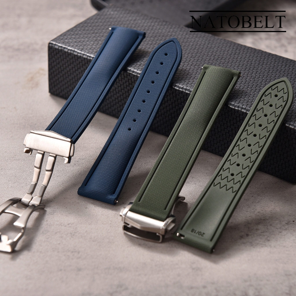 Universal รูปแบบทอ FKM สายนาฬิกา 20/21/22 มม. Quick Release Hybrid Fluoro ยางสําหรับ O-mega/B-reitling/L-ongines/T-issot/S-eiko Universal นาฬิกาอุปกรณ์เสริม