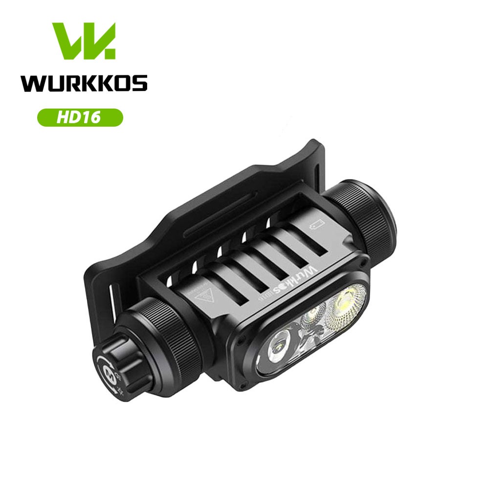 Wurkkos HD16 สปอตไลท์ น้ําท่วม แสงสีแดง 2500lm Type-C ชาร์จใหม่ได้ 18650 ไฟหน้าตรวจจับแสงอัจฉริยะ