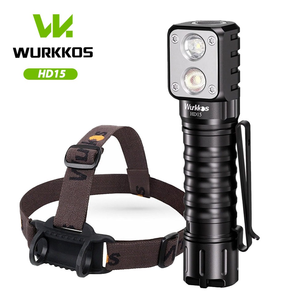 Wurkkos HD15 ไฟฉาย Led คู่ SST20+LH351D USB C ชาร์จได้ 18650 พร้อมฟังก์ชั่นพาวเวอร์แบงค์