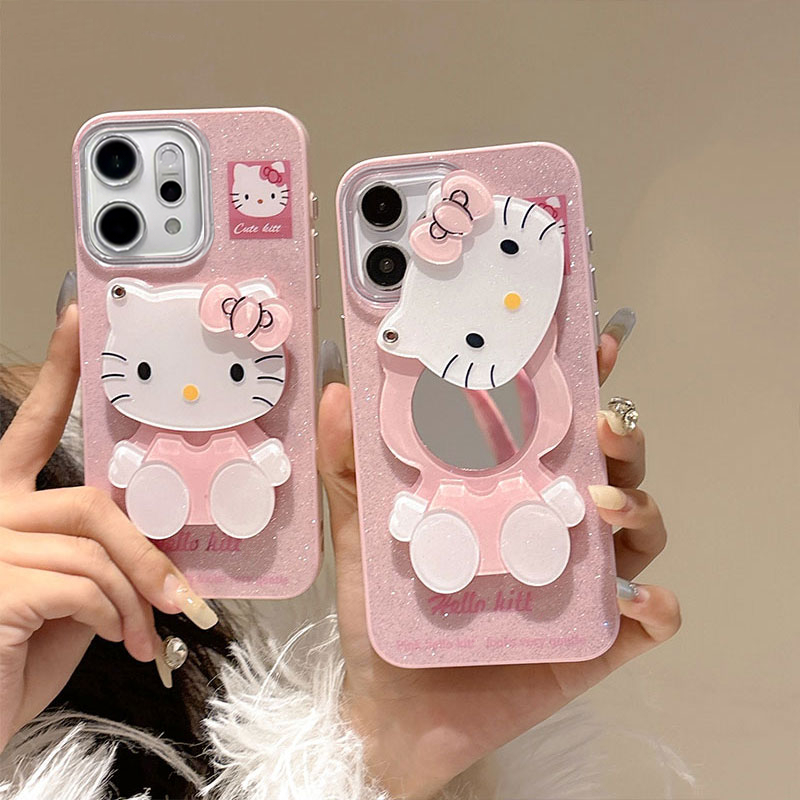 เคส OPPO Reno 14 13 14F 13F 5G เคส OPPO Reno 14 Pro 5G Case น่ารักการ์ตูน Kitty แมวกระจกแวววาวเงากันกระแทกขอบนุ่มหรูหราฮาร์ดโทรศัพท์สําหรับสาวนักเรียนผู้หญิง