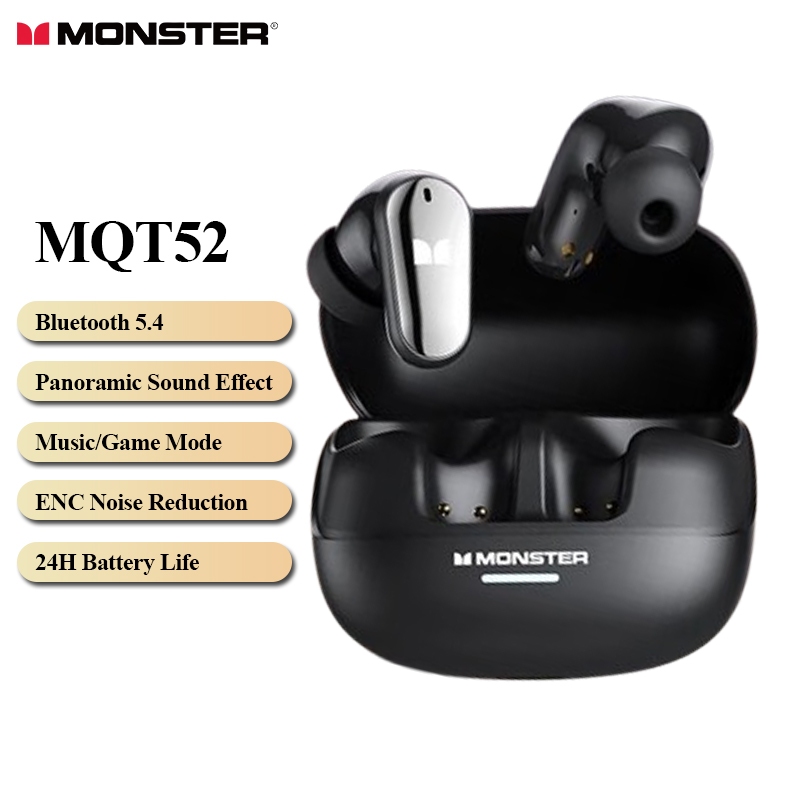 Monster MQT52 หูฟังบลูทูธไร้สาย Bluetooth 5.4 เสียงดี โทรคุยชัด หูฟังบลูทูธ เเบตอึด