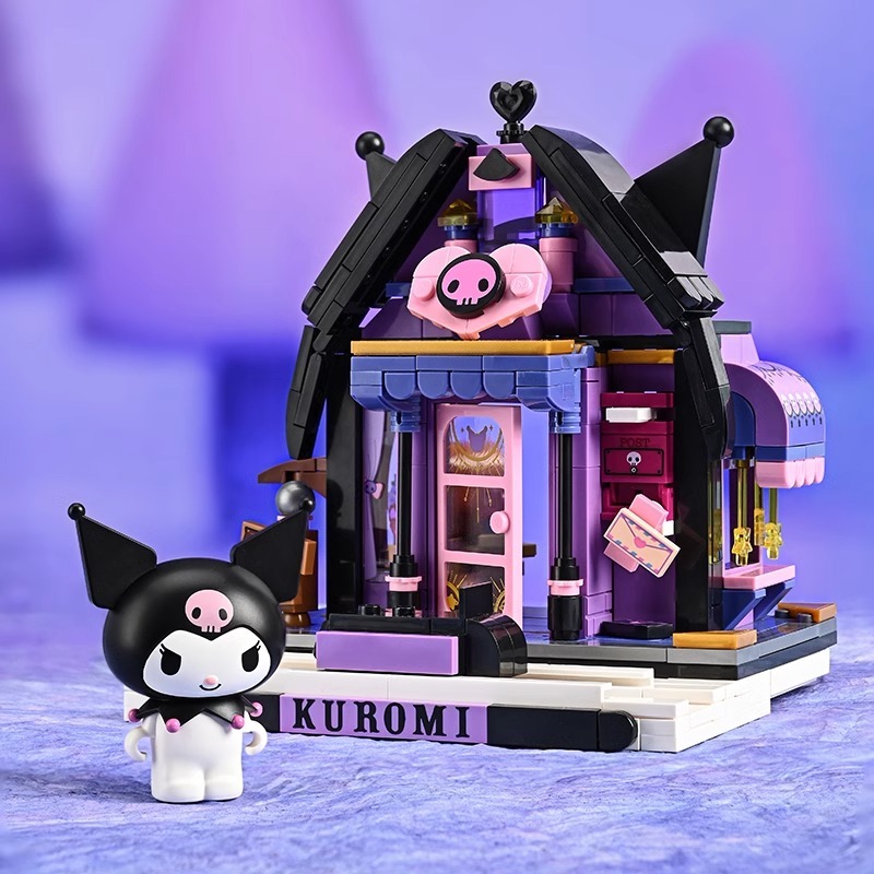 Sanrio Kuromi Hello Kitty Street View Building Block ของเล่นเด็กการศึกษาประกอบสาวของขวัญวันเกิดวันหยุด