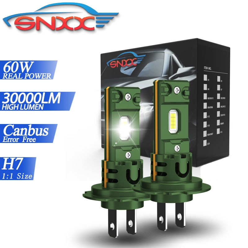 2pcs H7 LED ไฟหน้าหลอดไฟ 30000LM 60W H4 H11 H9 H8 9005 HB3 9006 HB4 9012 HIR2 Mini ขนาดรถ LED ไฟหน้า