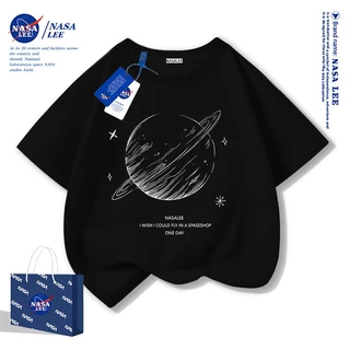 【สินค้าพร้อมส่ง】เสื้อยืดเด็ก NASA ผ้าฝ้ายสีขาว ลายดาวเคราะห์น้อย แขนสั้นสไตล์สบายๆ สำหรับเด็กชายและเด็กหญิง