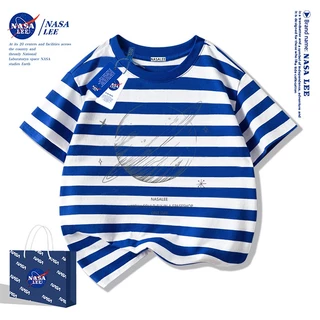 【สินค้าพร้อมส่ง】เสื้อยืดเด็ก NASA ผ้าฝ้ายสีขาว ลายดาวเคราะห์น้อย แขนสั้นสไตล์สบายๆ สำหรับเด็กชายและเด็กหญิง