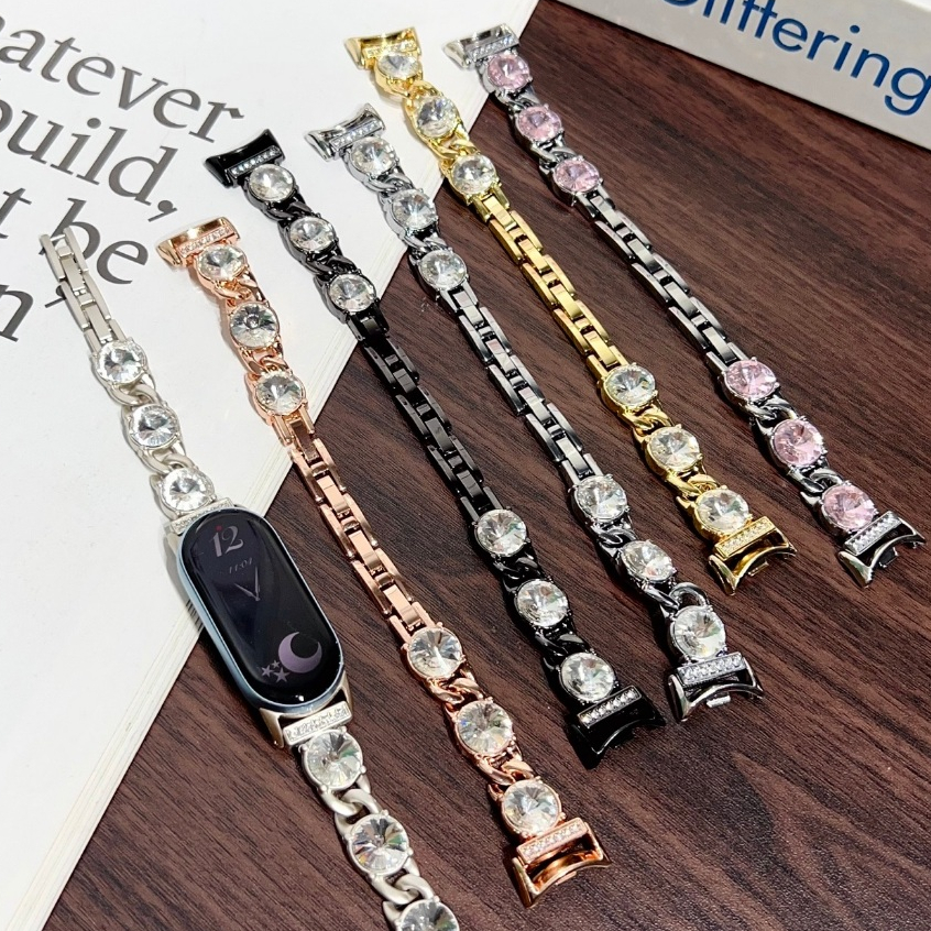Bling Diamond สายนาฬิกาสําหรับ mi band 10 สาย mi band 8/mi band 9 สาย mi band9 สายนาฬิกาลูกปัด mi ba