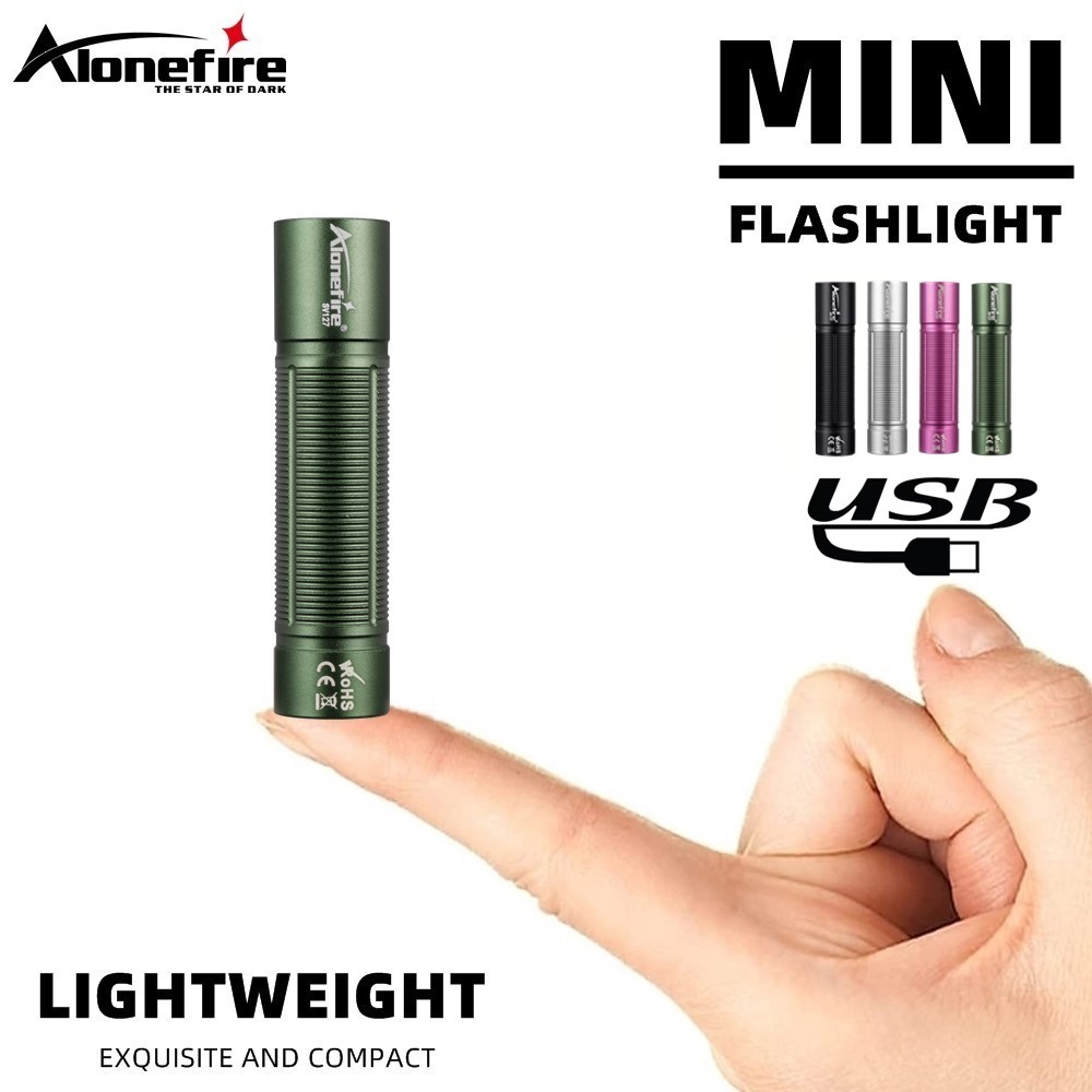 ไฟฉายมินิพกพา Alonefire SV127 LED XPE ชาร์จได้ผ่าน USB เหมาะสำหรับการเดินทางและใช้งานกลางแจ้ง เช่น การแคมปิงและการตกปลา