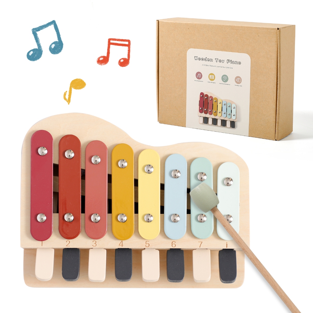 พร้อมสต็อก2 IN 1 Xylophone เปียโนของเล่นเด็กเปียโนสีสันสดใสเครื่องดนตรีการเรียนรู้ของเล่นเด็ก