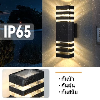 โคมไฟติดผนังกันน้ำ LED E27 สีดำ ใช้ได้ทั้งในร่มและกลางแจ้ง ไฟตกแต่งภายนอกบ้าน