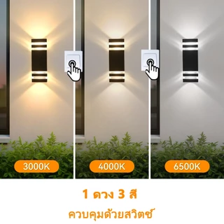 โคมไฟติดผนังกันน้ำ LED E27 สีดำ ใช้ได้ทั้งในร่มและกลางแจ้ง ไฟตกแต่งภายนอกบ้าน