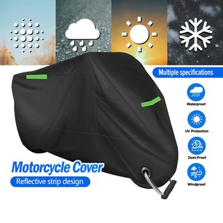 Motorcycle Cover All Season Universal Weather Quality Waterproof Sun Outdoor Protection Durable Night Reflective with Lock-Holes Storage Bag Motorbike Vehicle Cover