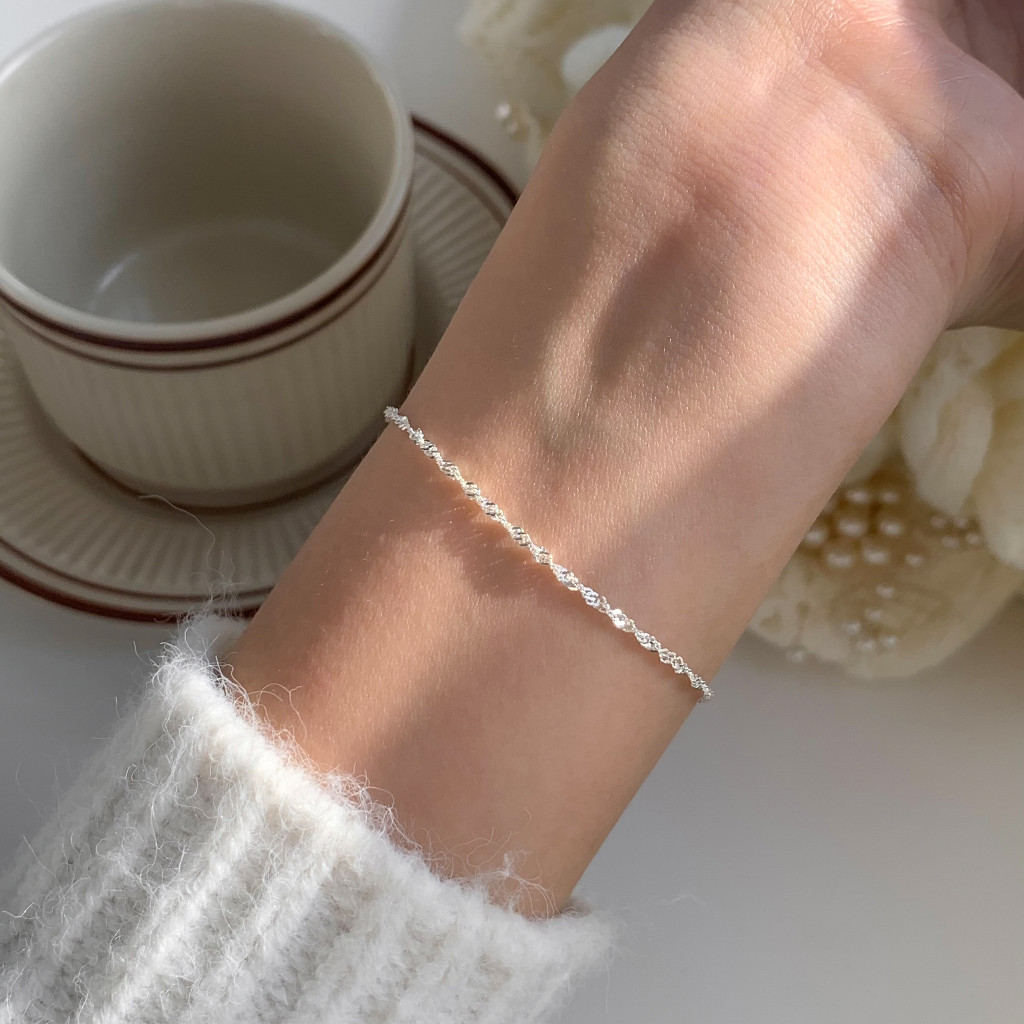 สร้อยข้อมือเงินแท้สเตอร์ลิงซิลเวอร์ S925 สำหรับสาวๆ ไม่อันตรายต่อผิวและสามารถซักได้ - รูปที่ 2