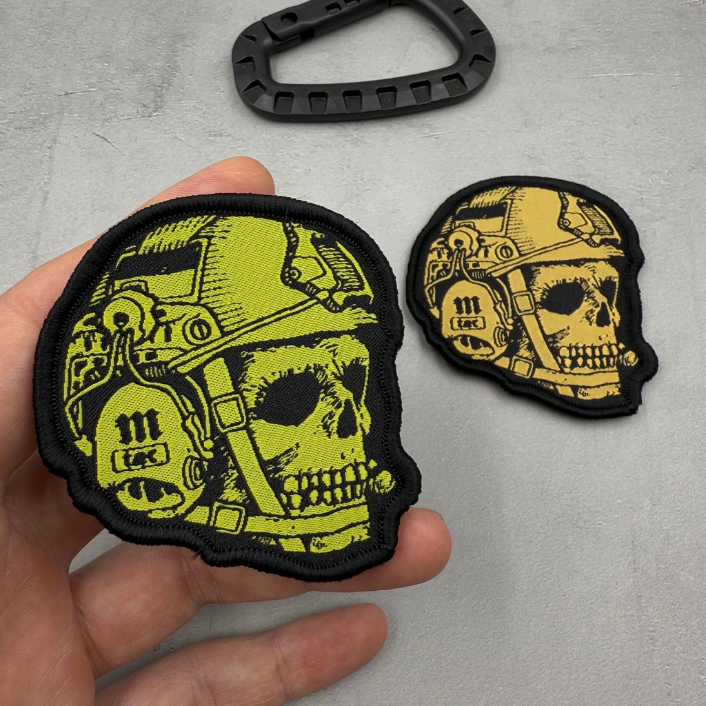 หมวกกันน็อค Skull Face ทอ Mark Patch ยุทธวิธี Morale Badge Armband Hook & Ring Fastener