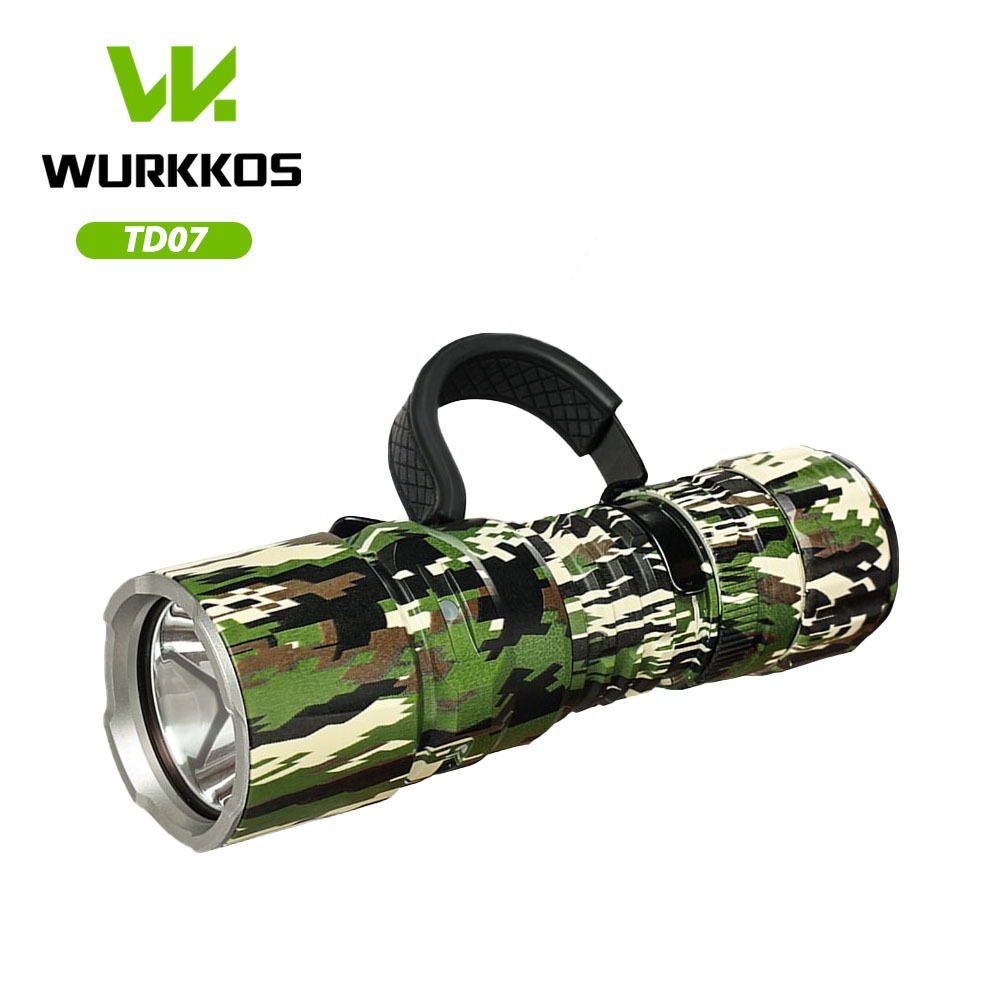Wurkkos TD07 1300LM SFT25R โหมดยุทธวิธีระยะไกล 479m หมุนและปุ่มหางสวิทช์ไฟฉาย led