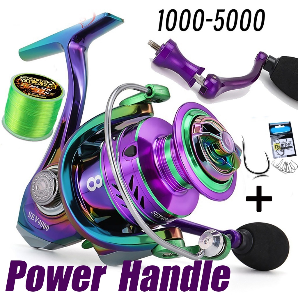 Sougayirang Spinning Fishing Reel Power Handle /Double Rocker Full Metal 1000-5000 5.0: 1/4.7: 1 อลูมิเนียม scroll rotation (สูงสุด 10kg)