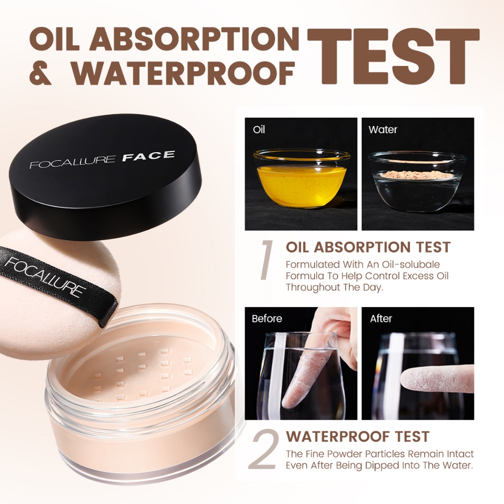 FOCALLURE  แป้งฝุ่น ควบคุมความมัน  แป้งเซ็ทติ้ง  (เนื้อเนียนละเอียด , สัมผัสบางเบา , เครื่องสำอาง) - รูปที่ 5