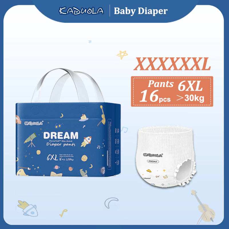 Kaduola Mega Size ผ้าอ้อมเด็ก 6XL กางเกงผ้าอ้อมนุ่มพิเศษ XXXXXXL Super Thin & Breathable Pull-ups Lampin สําหรับอ้วน Baby & เด็กวัยหัดเดิน30-60Kg