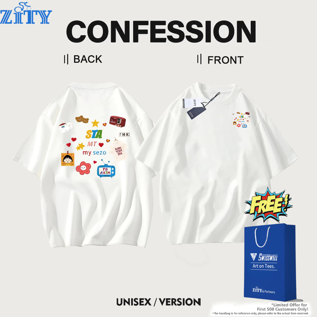 🔥ZITY🔥 คอกลม Oersized เสื้อยืดผ้าคอตตอน 100% T Shirt เสื้อยืดแขนสั้นพร้อมส่ง ลายการ์ตูน ขายดีตามเทรนต์ ลายน่ารัก สีสันสดใส่น่ารัก ใส่ได้ทั้งหญิงและชาย ใส่สบาย
