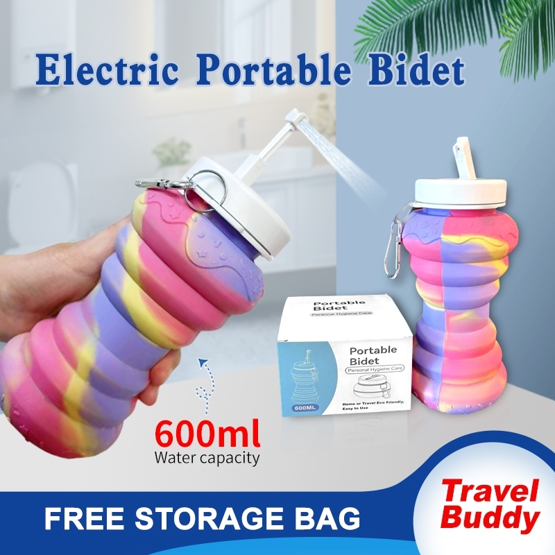 600ML Travel Bidet พับแบบพกพา Bidet Sprayer Leakproof พับซิลิโคน Bidet Mini Pocket Bidet ทําความสะอา