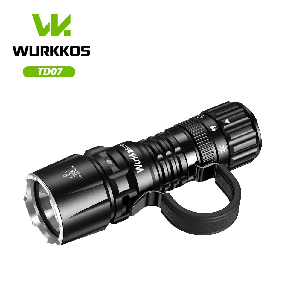 Wurkkos TD07 1300LM SFT25R โหมดยุทธวิธีระยะไกล 479m หมุนและปุ่มหางสวิทช์ไฟฉาย led