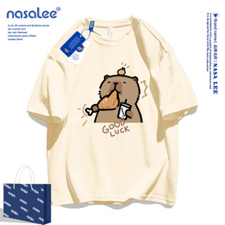 เสื้อยืดแขนสั้นผู้ชาย NASA ลายคาปิบารา สำหรับหน้าร้อน สไตล์แ…