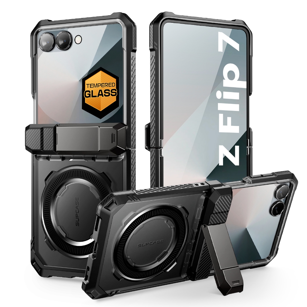 SUPCASE Unicorn Beetle Grip สําหรับ Samsung Galaxy Z Flip 7 กรณีขาตั้งกระจกด้านหน้าป้องกันหน้าจอสนับสนุนไร้สายชาร์จบานพับป้องกัน Full Body ทหารเกรดฝาครอบโทรศัพท์