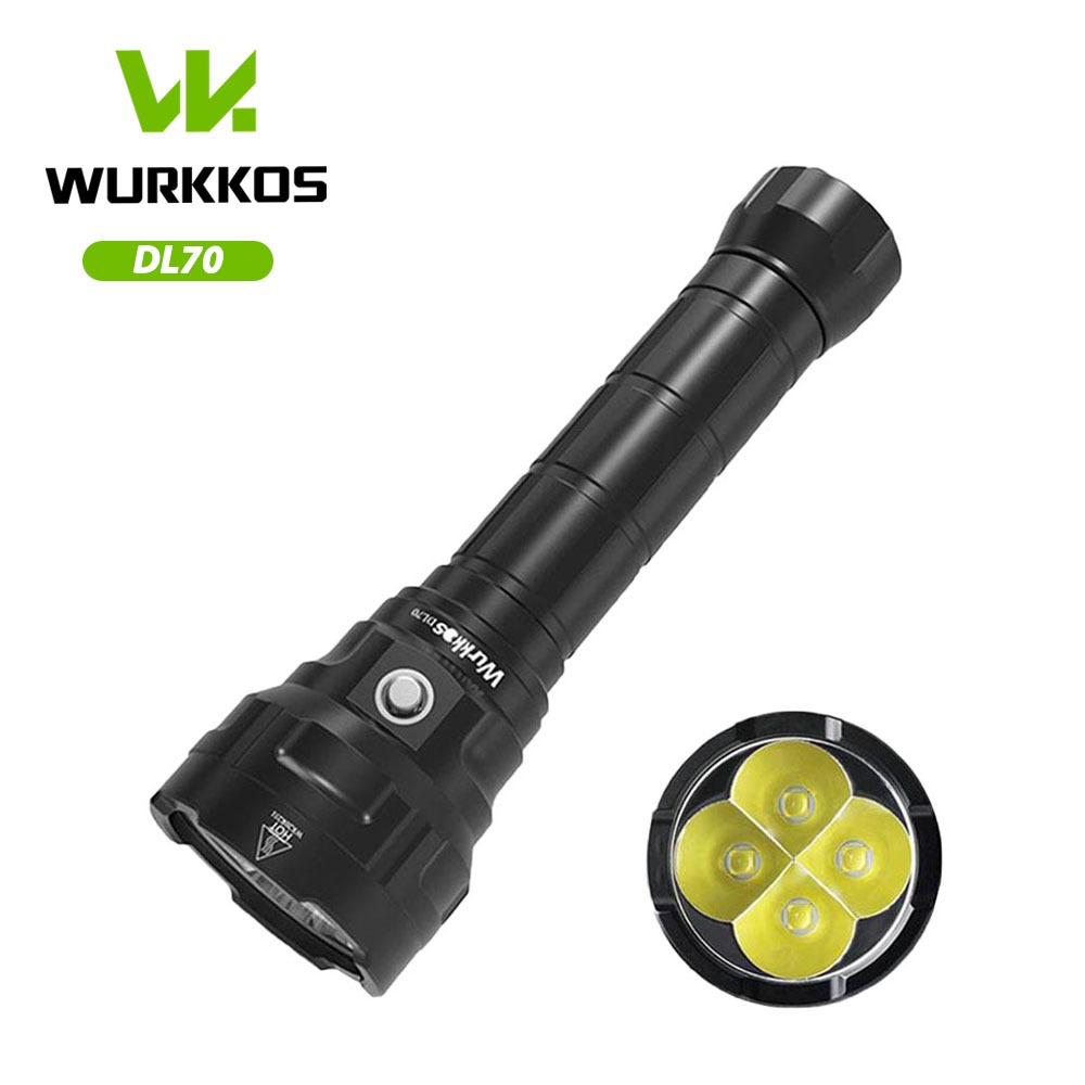 Wurkkos DL70 ไฟฉายดําน้ํา สว่างมาก 13000lm 4*XHP50B 26650 4 โหมด