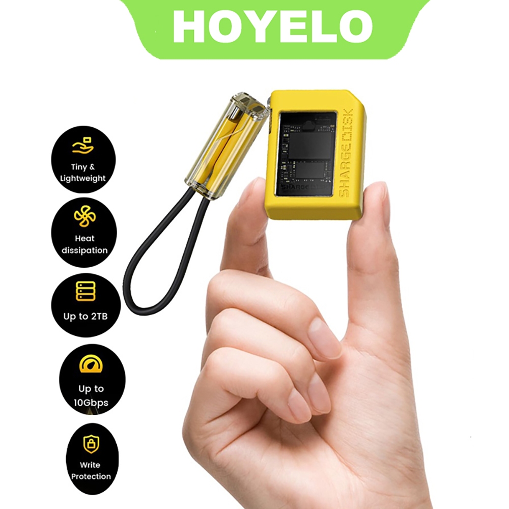Sharge M.2 nvme กล่องไดรฟ์โซลิดสเตต SSD กล่องฮาร์ดไดรฟ์มือถือ m2 กล่องภายนอก แฟลชไดรฟ์-สีเหลือง