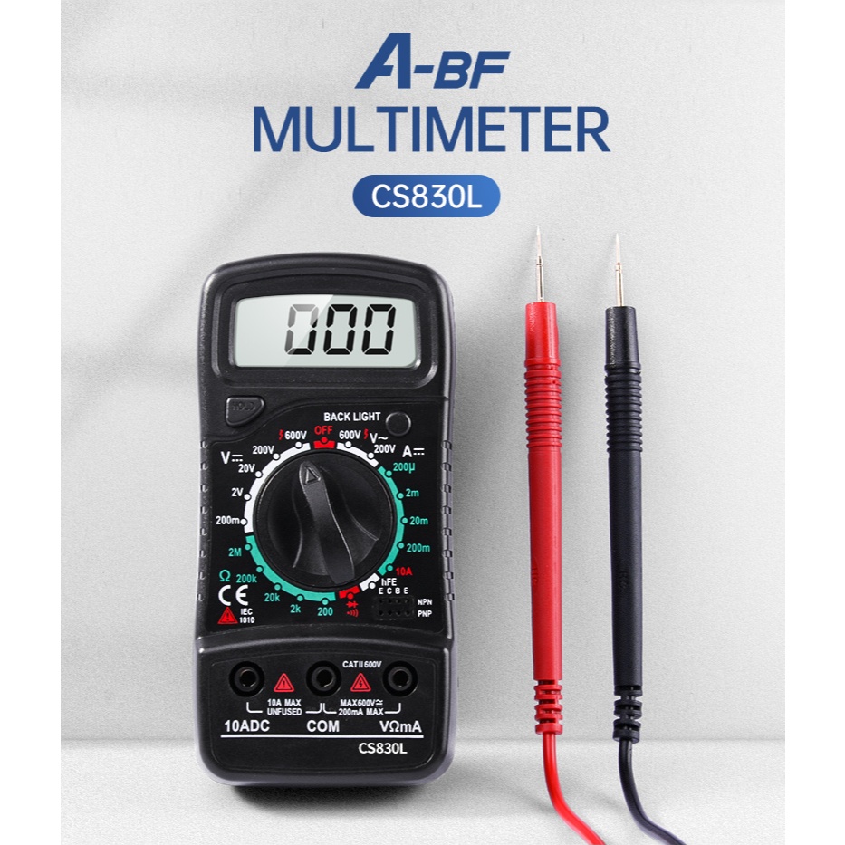 A-BF CS830L มัลติมิเตอร์แบบดิจิตอล AC/DC แรงดันไฟฟ้าความต้านทานปัจจุบันความต่อเนื่องไดโอด Triode NCV