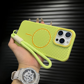 【With lanyard/Cooling Matte Pc hard case/Green】เคส compatible for iPhone 12 13 14 15 16 pro max case