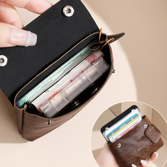 กระเป๋าใส่เหรียญหนังสีแดงน่ารักมินิแบบพกพาหูฟัง รหัส ผู้ถือบัตร - รูปที่ 7