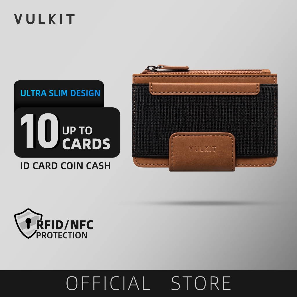 VULKIT-Palm-Size Bifold Wallet with Zipper Pocket & Elastic Slot-VW110