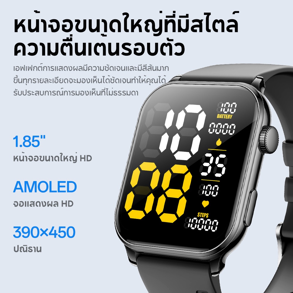 Aolon GTS 3 Smart Watch สมาร์ทวอทช์ Amoled การโทรบลูทู ธ 8.8 มม. แสดงร่างกายโลหะบาง ๆ วอลล์เปเปอร์ที่กําหนดเองวิ่ง Pace Health (1.85