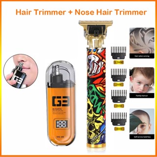 Hiena T9 ไฟฟ้าผม Clipper ชาร์จเครื่อง Professional ตัดผม Tri…