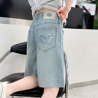 130-160m กางเกงยีนส์เด็กผู้หญิง กางเกงยีนส์ขาสั้นเด็กผู้หญิง…