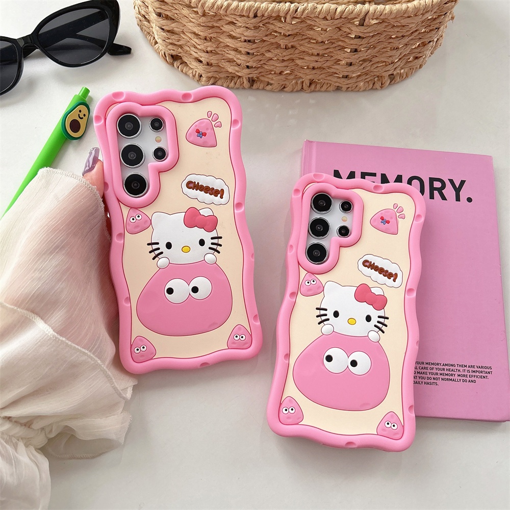 สําหรับ Samsung S25 Ultra S24 Plus S22 S23 3D การ์ตูนพุดดิ้ง Cat กันกระแทก Soft TPU กรณีฝาครอบ