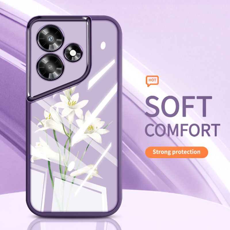 YBD สําหรับ Tecno Spark 40 Pro + Spark 40C KM6 KM7 เคสโทรศัพท์ INS สีขาว Kapok และ Orchid