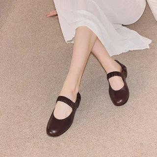 <Vera Basic> （ขนาดไซส์เล็กกว่าปกติ）Staccato Women's Ballet Flat Court Shoes รองเท้าบัลเล่ต์ หัวกลม รองเท้าส้นตึก EGC02