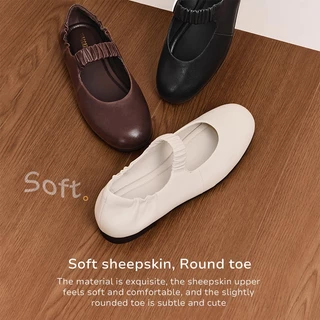 <Vera Basic> （ขนาดไซส์เล็กกว่าปกติ）Staccato Women's Ballet Flat Court Shoes รองเท้าบัลเล่ต์ หัวกลม รองเท้าส้นตึก EGC02
