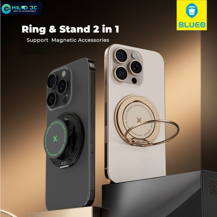 Blueo 2 in 1 สําหรับที่วางโทรศัพท์ iPhone / Android 0.38 มม. ที่วางแหวนโทรศัพท์สากลบางเฉียบ
