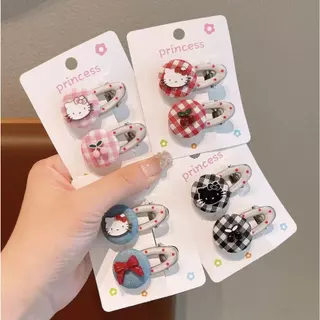 กิ๊บติดผมโลหะ แพ็คคู่ สไตล์น่ารัก Hello Kitty | เครื่องประดับผมแฟชั่น
