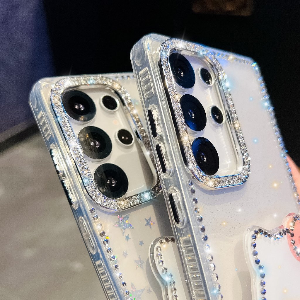 แฟชั่น แวววาว Hello Kitty วงเล็บ เคส Samsung Galaxy S25 Ultra S25 Plus S25 S24 FE S24 Ultra S24 Plus S24 S23 Ultra A16 A26 A36 A56 A15 A35 A55 5G Case เคสโทรศัพท์ใหม่ PC ขอบซิลิโคนอ่อนขอบป้องกันการตก เคสมือถือซัมซุง - รูปที่ 5