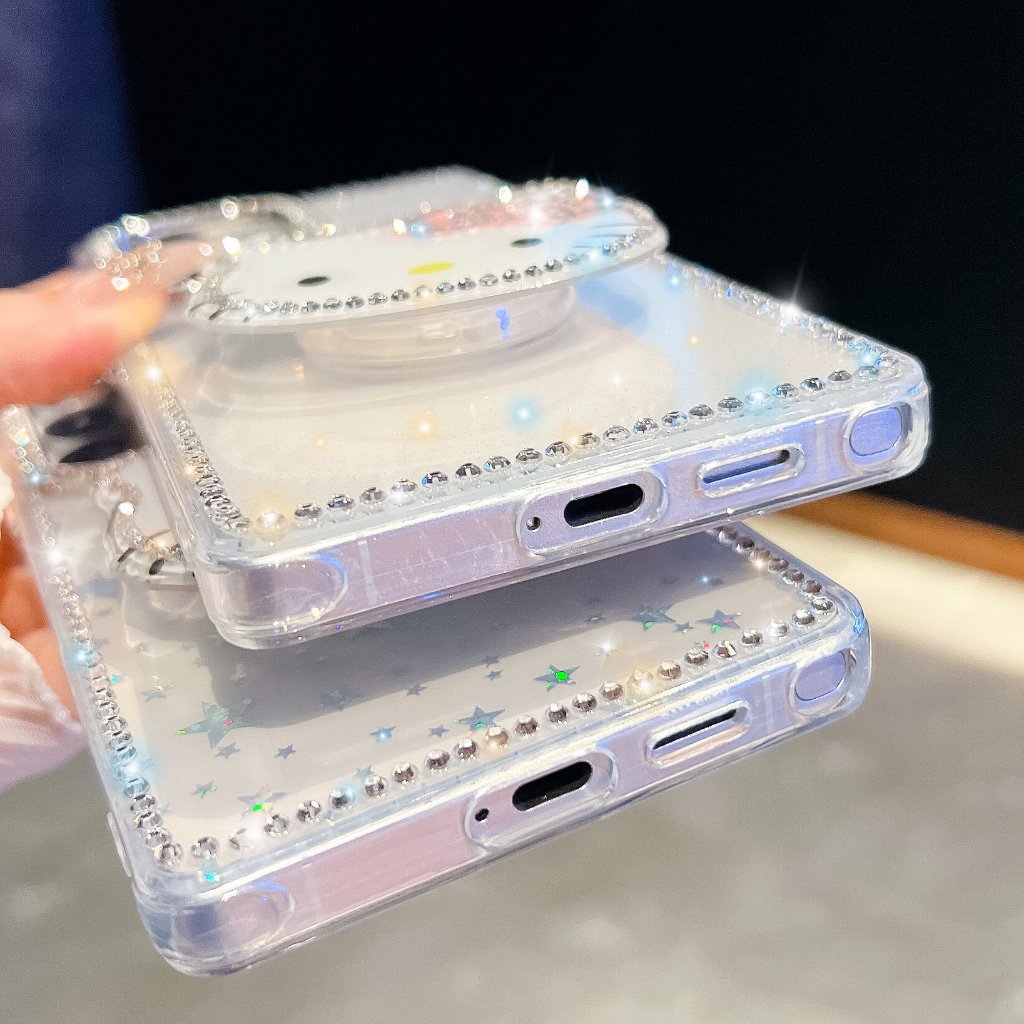 แฟชั่น แวววาว Hello Kitty วงเล็บ เคส Samsung Galaxy S25 Ultra S25 Plus S25 S24 FE S24 Ultra S24 Plus S24 S23 Ultra A16 A26 A36 A56 A15 A35 A55 5G Case เคสโทรศัพท์ใหม่ PC ขอบซิลิโคนอ่อนขอบป้องกันการตก เคสมือถือซัมซุง - รูปที่ 6