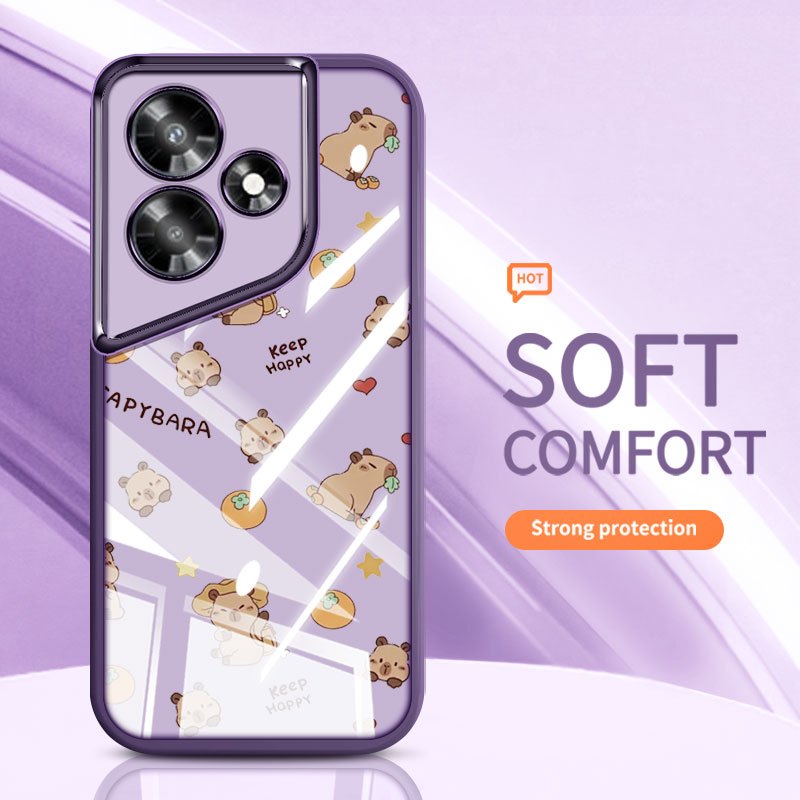 YBD สําหรับ Tecno Spark 40 Pro + Spark 40C KM6 KM7 เคสโทรศัพท์ของขวัญหมีน้อย Kapibala Otter