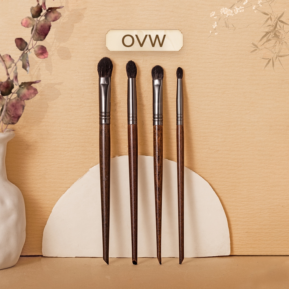 OVW แปรงอายแชโดว์ชุด 4 ชิ้นผมแพะแปรงแต่งหน้า Eye Shader Blending แปรง Applicator แพะผมเครื่องมือเครื่องสําอาง XQ8111219